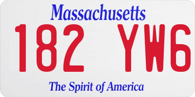 MA license plate 182YW6