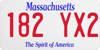 MA license plate 182YX2