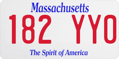 MA license plate 182YY0