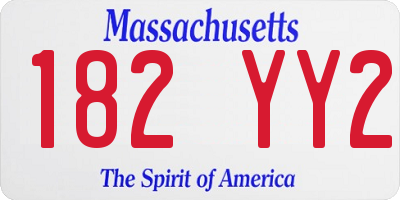 MA license plate 182YY2