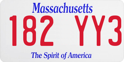 MA license plate 182YY3
