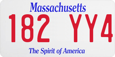 MA license plate 182YY4