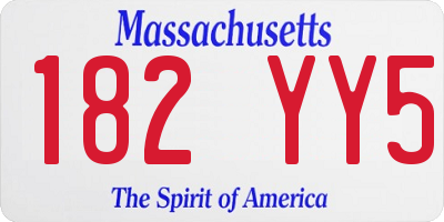 MA license plate 182YY5