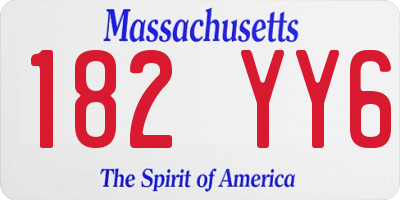 MA license plate 182YY6