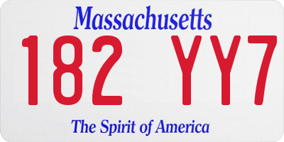 MA license plate 182YY7