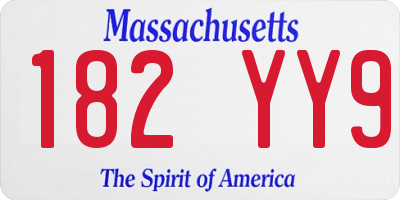 MA license plate 182YY9