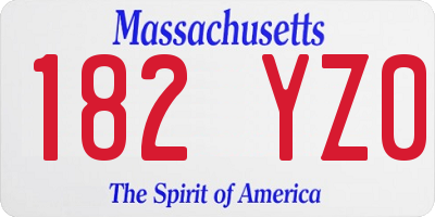 MA license plate 182YZ0