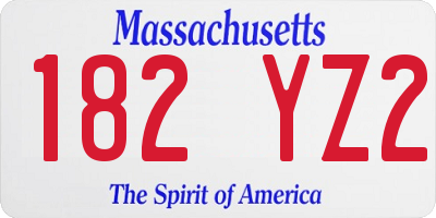 MA license plate 182YZ2