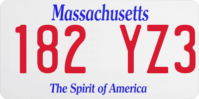 MA license plate 182YZ3