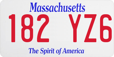 MA license plate 182YZ6