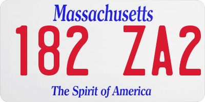 MA license plate 182ZA2