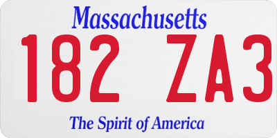 MA license plate 182ZA3