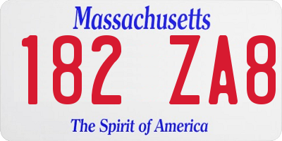 MA license plate 182ZA8