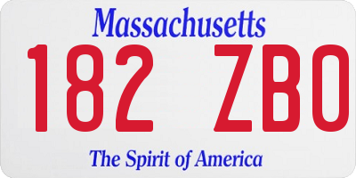 MA license plate 182ZB0