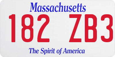 MA license plate 182ZB3