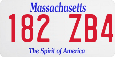 MA license plate 182ZB4