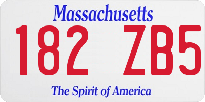 MA license plate 182ZB5
