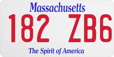 MA license plate 182ZB6