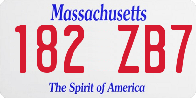 MA license plate 182ZB7