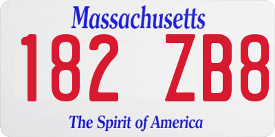 MA license plate 182ZB8