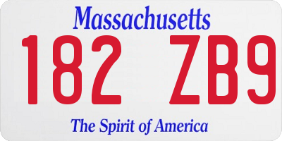 MA license plate 182ZB9