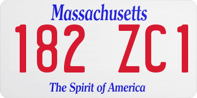 MA license plate 182ZC1