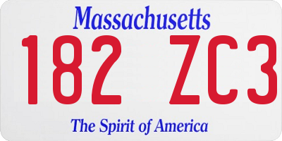 MA license plate 182ZC3