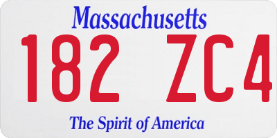 MA license plate 182ZC4