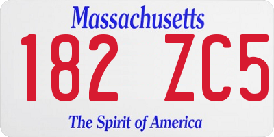 MA license plate 182ZC5