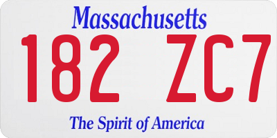 MA license plate 182ZC7