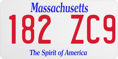 MA license plate 182ZC9