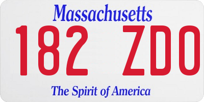 MA license plate 182ZD0