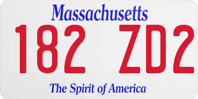 MA license plate 182ZD2