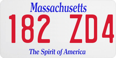 MA license plate 182ZD4