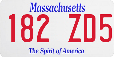 MA license plate 182ZD5