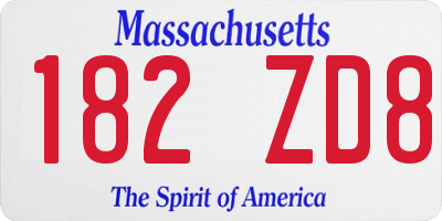 MA license plate 182ZD8