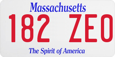 MA license plate 182ZE0