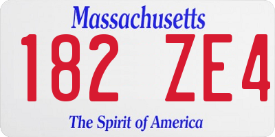 MA license plate 182ZE4