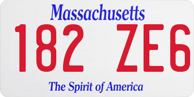 MA license plate 182ZE6