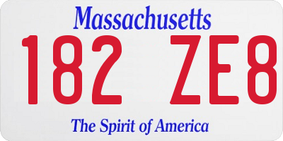 MA license plate 182ZE8