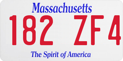 MA license plate 182ZF4