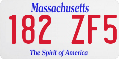 MA license plate 182ZF5