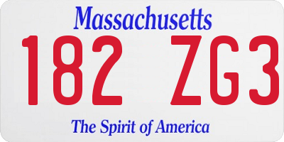 MA license plate 182ZG3
