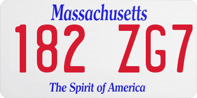 MA license plate 182ZG7