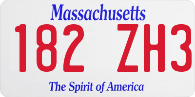 MA license plate 182ZH3