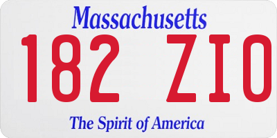 MA license plate 182ZI0
