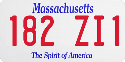 MA license plate 182ZI1