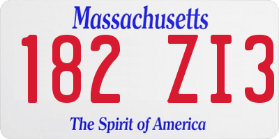 MA license plate 182ZI3