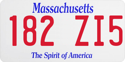 MA license plate 182ZI5