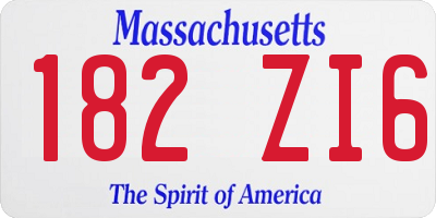 MA license plate 182ZI6
